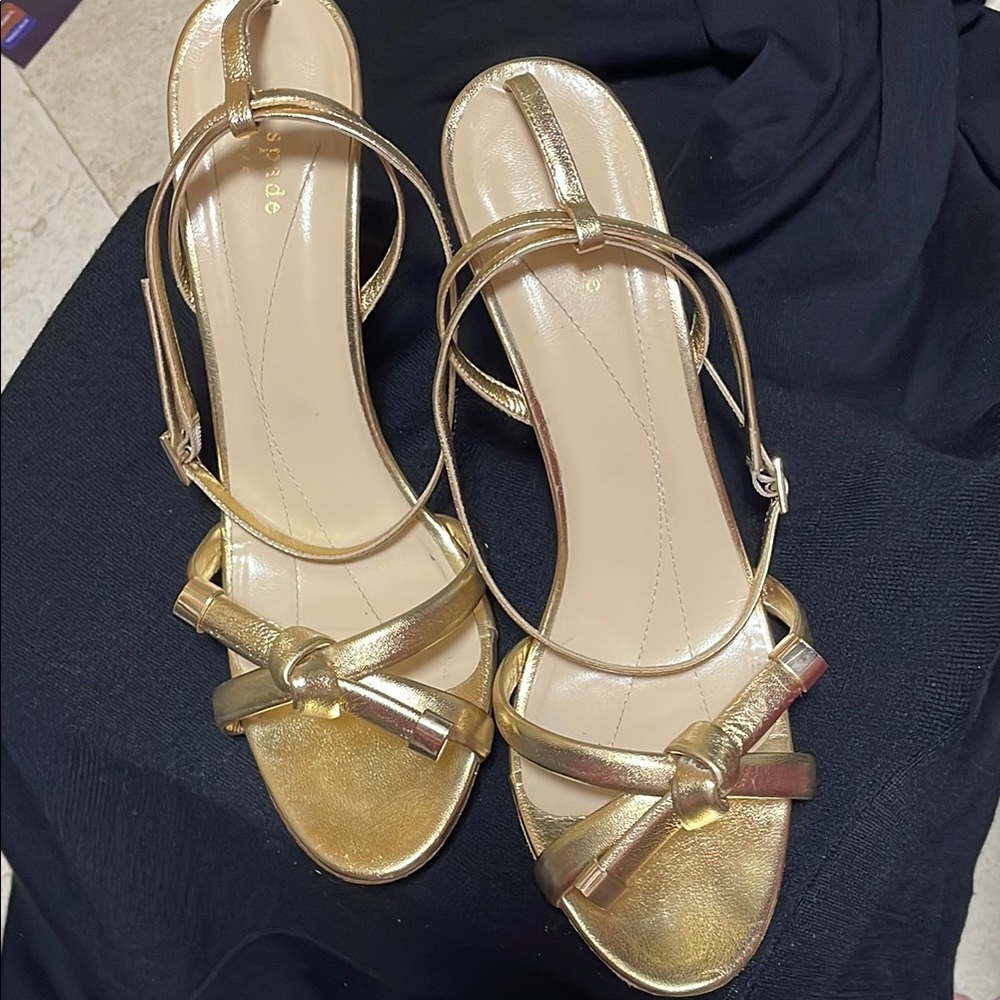 Kate Spade Gold Strappy Sandals with High Heel
